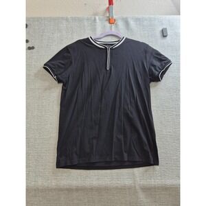Nick Danger Shirt Mens Large Black Henley Quarter Zip Logo Performance Training